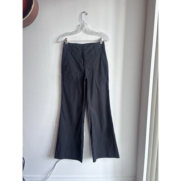 Anthropologie Maeve Size 2 Black Blue The Naomi Linen Blend Wide Leg Flare Pant - Picture 4 of 9